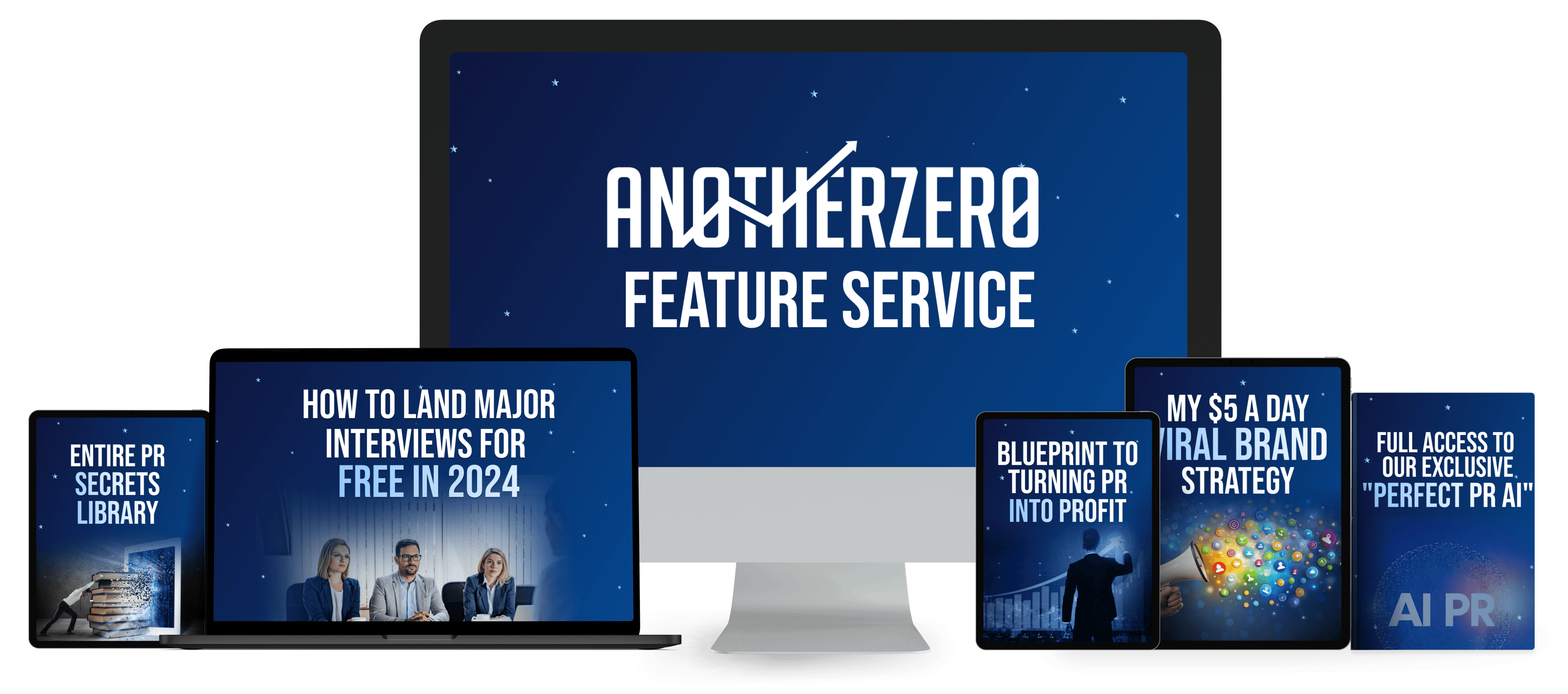 AnotherZero Feature Service bundle — devices showing the feature service and bonuses
